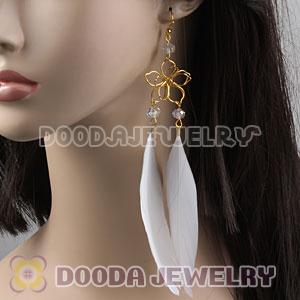 White Basketball Wives Feather Earrings Wholesale