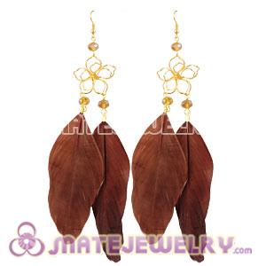 Wholesale Brown Basketball Wives Feather Earrings