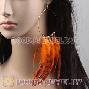 Orange Basketball Wives Feather Hoop Earrings Wholesale