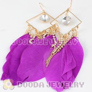 Purple  Basketball Wives Feather Earrings Wholesale