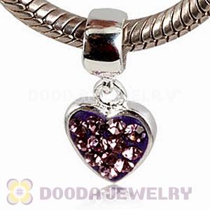 925 Sterling Silver Heart Dangle Charms With Austrian Crystal Wholesale