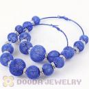 90mm Blue Basketball Wives Mesh Hoop Earrings With Spacer Beads Wholesale