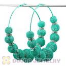 90mm Blue Basketball Wives Mesh Hoop Earrings With Spacer Beads Wholesale