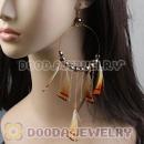 Grizzly Basketball Wives Feather Hoop Earrings With Beads Wholesale