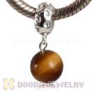 Sterling Silver European Dangle Charms Tiger Eye Beads