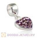 925 Sterling Silver Heart Dangle Charms With Austrian Crystal Wholesale