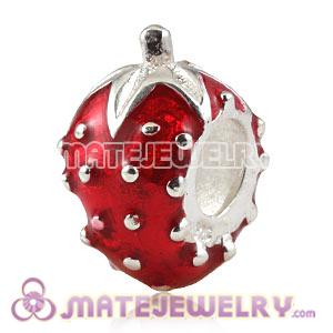 925 Sterling Silver European Style Beads Enamel strawberry