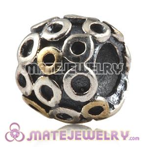 European Sterling Silver & Gold O Design Bead 
