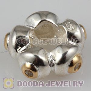 European Style 925 Silver Beads Gold Plated annulus with Stone