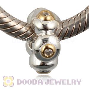 European Style 925 Silver Beads Gold Plated annulus with Stone