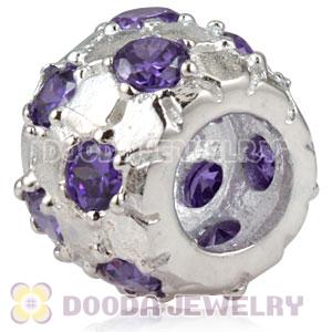 Solid Sterling Silver European Style Beads with Stone