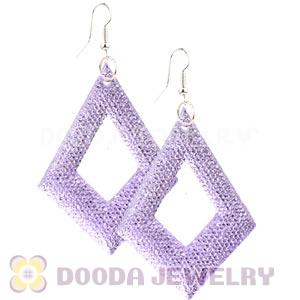 Purple Crystal Basketball Wives Diamond Bamboo Hoop Earrings Wholesale 