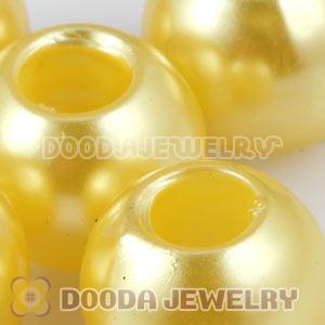 12mm Yellow European Big Hole ABS Pearl Beads Wholesale 