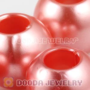 12mm Pink European Big Hole ABS Pearl Beads Wholesale 