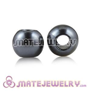 Wholesale 12mm Black European Big Hole ABS Pearl Beads