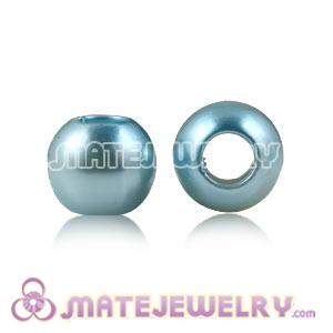 Wholesale 12mm Cyan European Big Hole ABS Pearl Beads