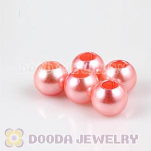12mm Pink European Big Hole ABS Pearl Beads Wholesale 