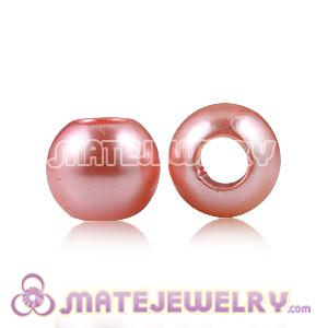 Wholesale 12mm Pink European Big Hole ABS Pearl Beads