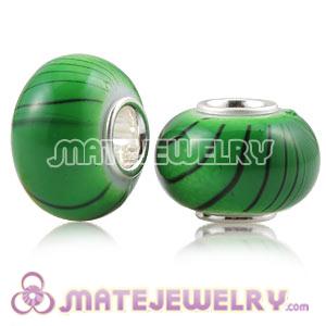 Wholesale 10×15mm 925 Silver Core Green European Acrylic Beads 