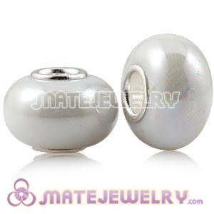 Wholesale 10×15mm 925 Silver Core White European Acrylic Beads 
