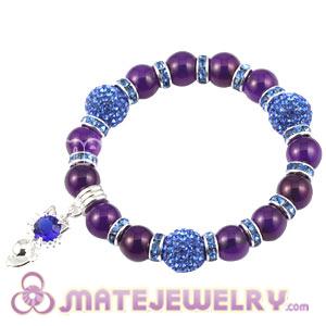 Purple Agate Beaded Basketball Wives Bracelets With Czech Crystal Beads 