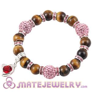 Tiger Eye Beaded Basketball Wives Bracelets With Czech Crystal Beads 