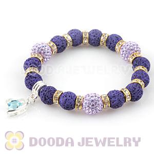 Lava Stone Beaded Basketball Wives Bracelets With Czech Crystal Beads 