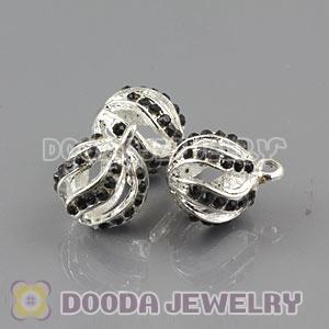 Fashion 12mm Silver Plated Alloy Pendants With Black Stones Wholesale