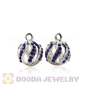 Fashion 12mm Silver Plated Alloy Pendants With Blue Stones Wholesale