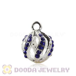 Fashion 12mm Silver Plated Alloy Pendants With Blue Stones Wholesale
