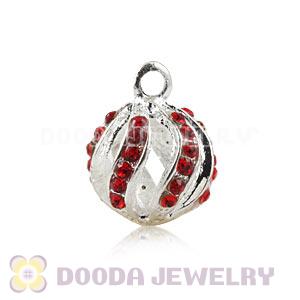 Fashion 12mm Silver Plated Alloy Pendants With Red Stones Wholesale