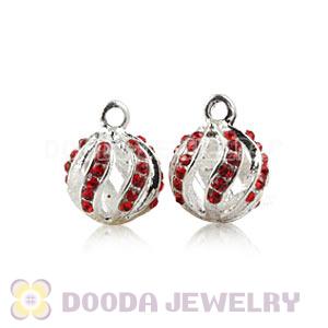 Fashion 12mm Silver Plated Alloy Pendants With Red Stones Wholesale