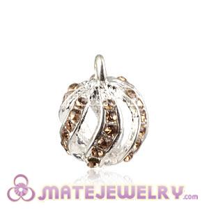 Fashion 12mm Silver Plated Alloy Pendants With Yellow Stones 