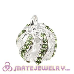 Fashion 14mm Silver Plated Alloy Pendants With Green Stones 