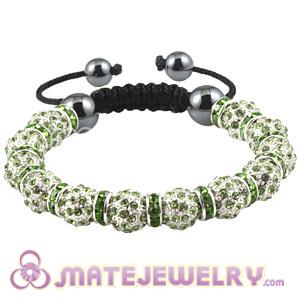 Sambarla Style Bracelets With Green Crystal Alloy Beads And Hematite