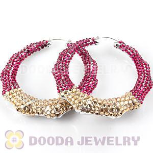 Cheap 80mm Basketball Wives Bamboo Crystal Hoop Earrings Wholesale