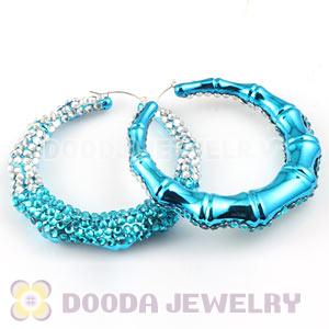 Cheap 80mm Basketball Wives Bamboo Crystal Hoop Earrings Wholesale