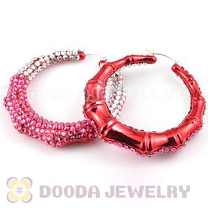 Cheap 80mm Basketball Wives Bamboo Crystal Hoop Earrings Wholesale