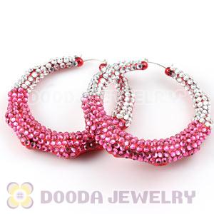 Cheap 80mm Basketball Wives Bamboo Crystal Hoop Earrings Wholesale