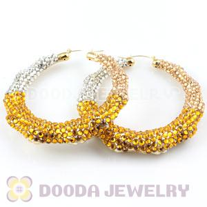 Cheap 80mm Basketball Wives Bamboo Crystal Hoop Earrings Wholesale