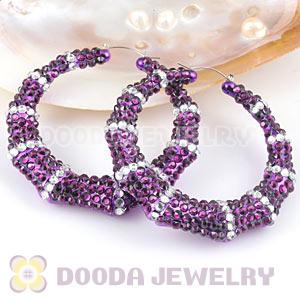 Cheap 80mm Basketball Wives Bamboo Crystal Hoop Earrings Wholesale