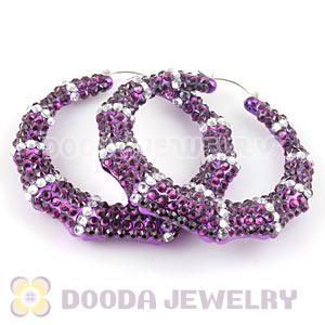 Cheap 80mm Basketball Wives Bamboo Crystal Hoop Earrings Wholesale