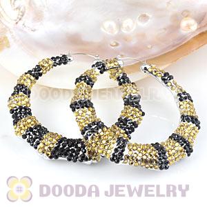 Cheap 80mm Basketball Wives Bamboo Crystal Hoop Earrings Wholesale
