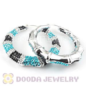 Cheap 80mm Basketball Wives Bamboo Crystal Hoop Earrings Wholesale