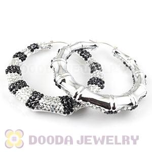 Cheap 80mm Basketball Wives Bamboo Crystal Hoop Earrings Wholesale