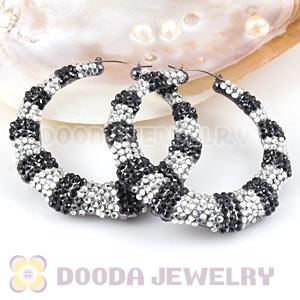 Cheap 80mm Basketball Wives Bamboo Crystal Hoop Earrings Wholesale