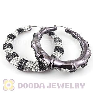 Cheap 80mm Basketball Wives Bamboo Crystal Hoop Earrings Wholesale