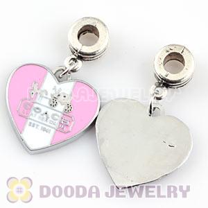 Platinum Plated Alloy Enamel European Heart Charms Wholesale 