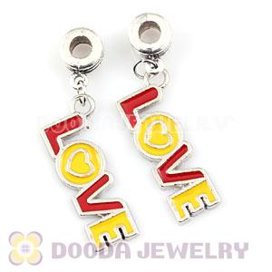 Platinum Plated Alloy Enamel European LOVE Charms Wholesale 