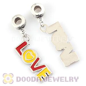 Platinum Plated Alloy Enamel European LOVE Charms Wholesale 